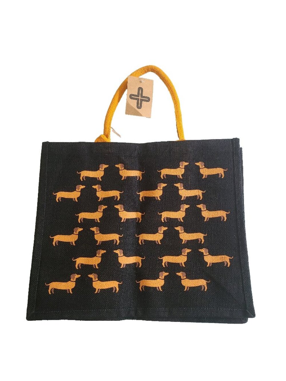 Dachshund Shopper Tote Bag Sausage Dog Reusable Canvas Black Handbag NWT